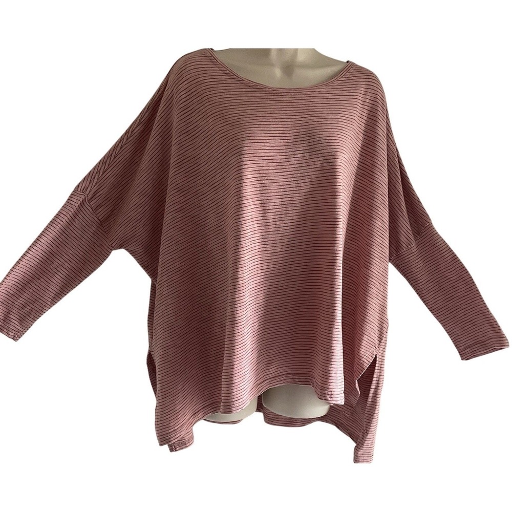 Mersea‎ Slub Tee Pink Striped Oversized Dolman Top One Size